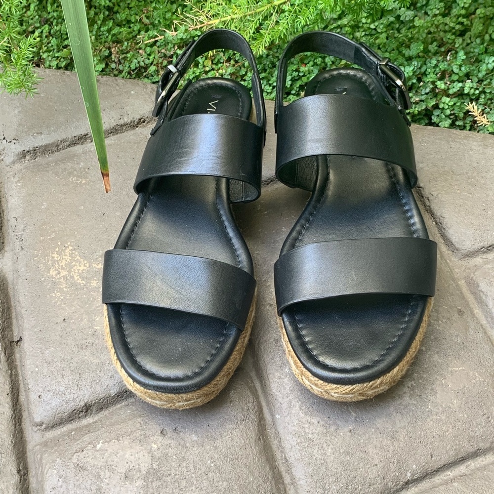 VIA SPIGA Lilit Espadrille Sandals Black Leather